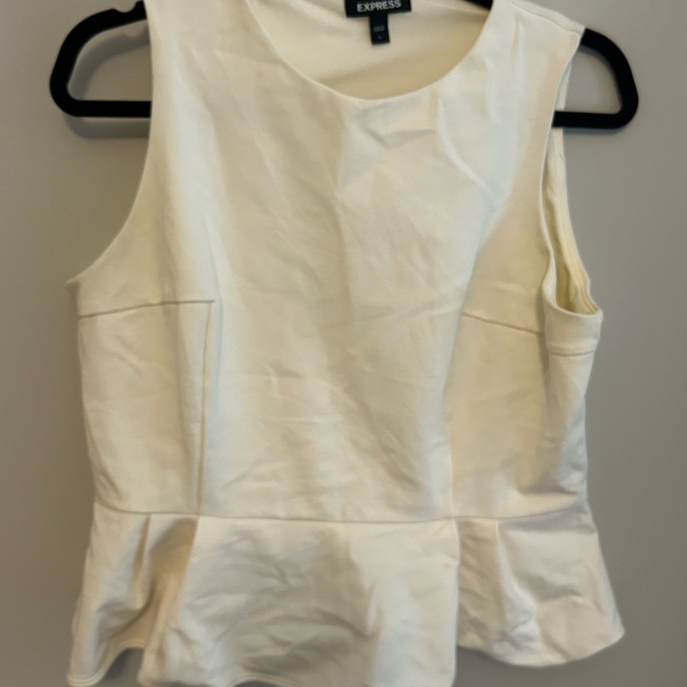 Express Women's Ivory Sleeveless Peplum Blouse